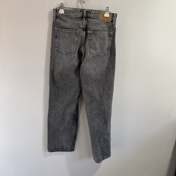 &Denim H&M Baggy Low Rise Jeans 4 Black Gray Wash Ankle Rigid Grunge - Picture 4 of 7